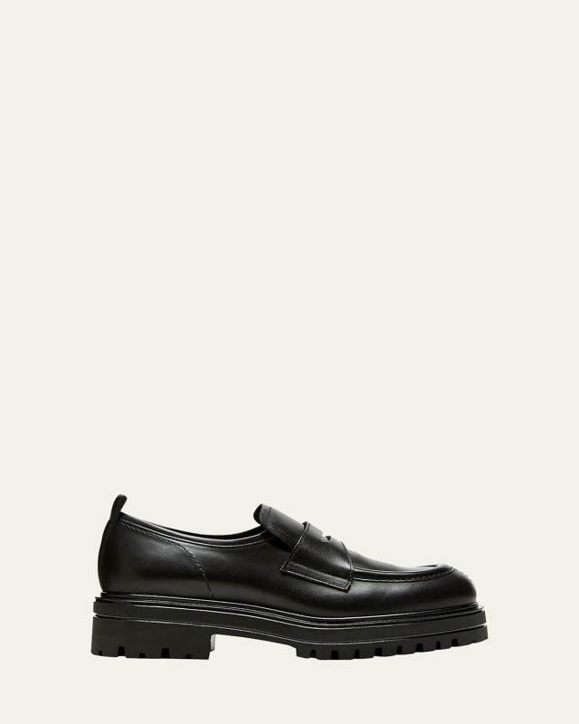 Tray Leather Lug-Sole Penny Loafers